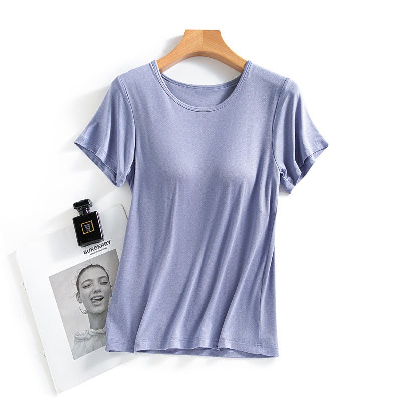 Women's Summer Modal Short Sleeve T-Shirt with Pads by Dealightful Finds