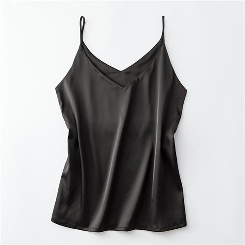 Silk V-Neck Sleeveless Top for Women, Short Length by Dealightful Finds