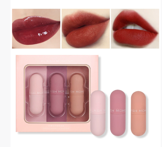 3-Piece Matte Lip Gloss Set - Non-Stick to Cup by Dealightful Finds