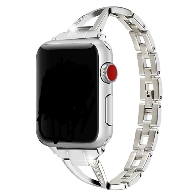 Apple Watch Band X-Type Stainless Steel with Diamonds by Dealightful Finds