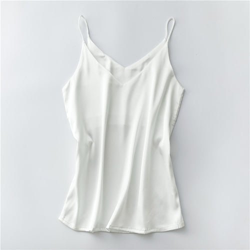 Silk V-Neck Sleeveless Top for Women, Short Length by Dealightful Finds