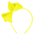 Little Girls Neon Headband With Side Grosgrain Bow- Neon Yellow by Dealightful Finds