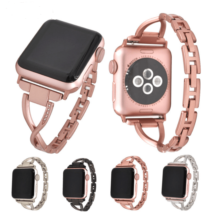 Apple Watch Band X-Type Stainless Steel with Diamonds by Dealightful Finds