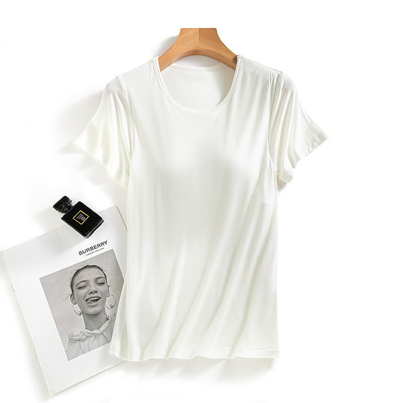 Women's Summer Modal Short Sleeve T-Shirt with Pads by Dealightful Finds