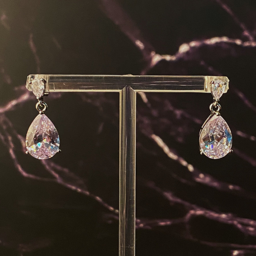 Crystal Clear Teardrop Earrings by Dealightful Finds