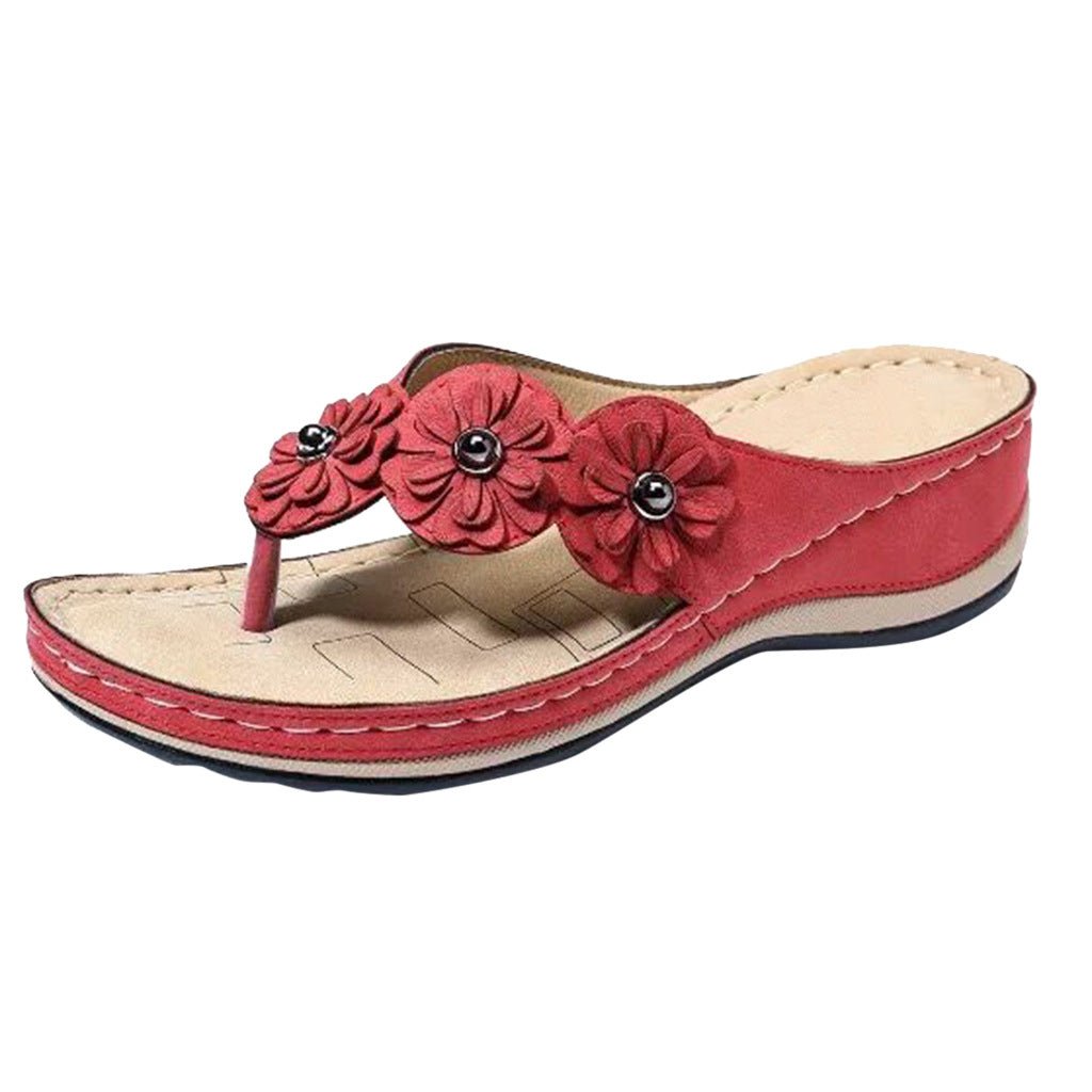 Retro Floral Round Toe Casual Women's Sandals by Dealightful Finds