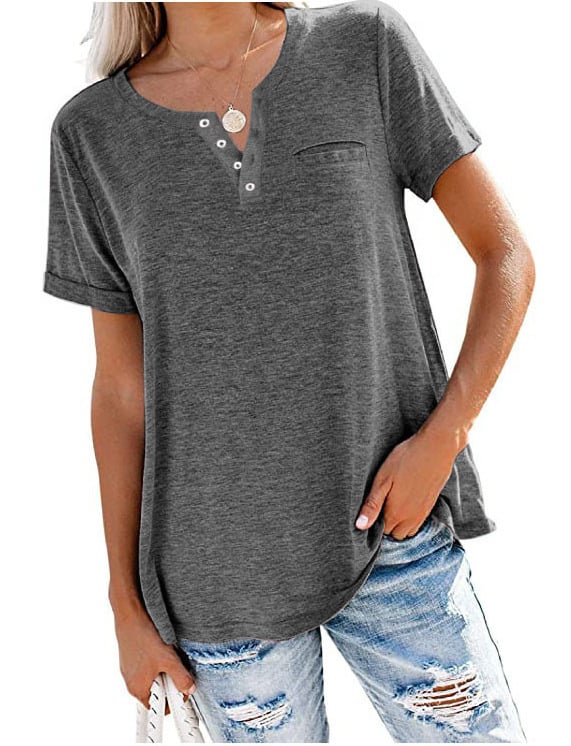 Casual Solid Color Loose Long Sleeve T-Shirt by Dealightful Finds