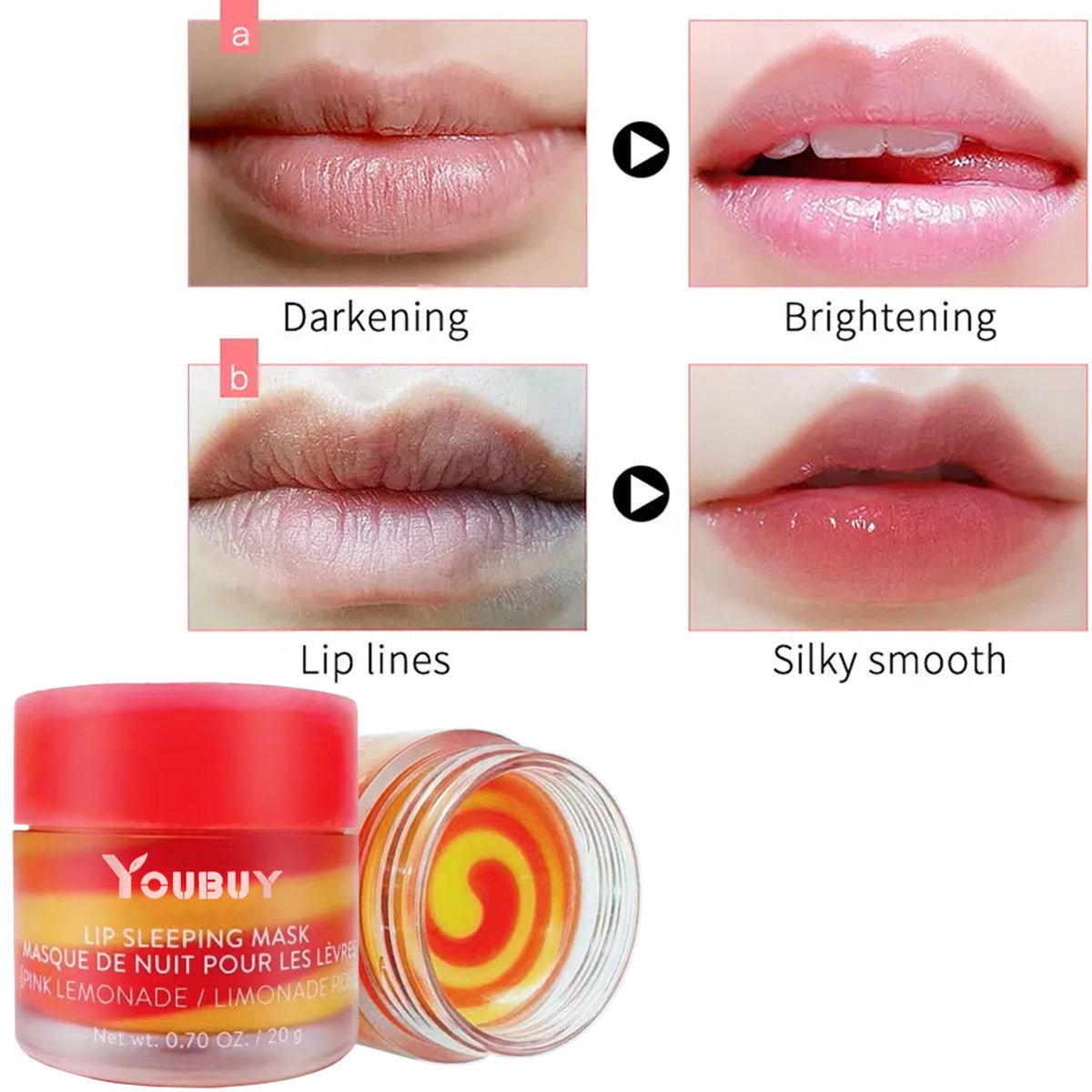 Youbu 2-Color Lip Mask 20g for Exfoliation & Hydration by Dealightful Finds