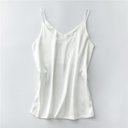 Silk V-Neck Sleeveless Top for Women, Short Length by Dealightful Finds