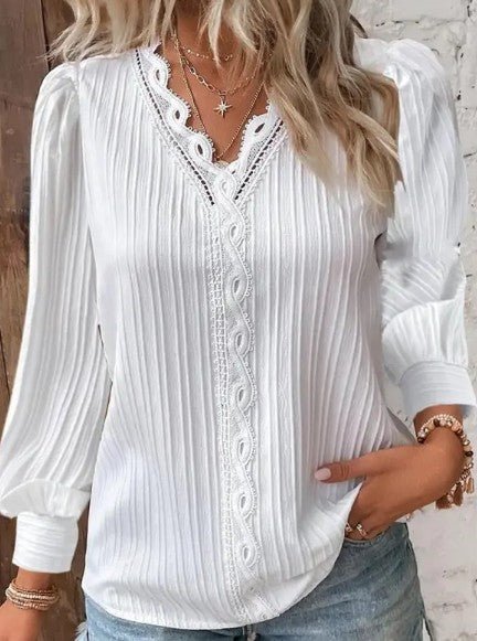 Blouse with Lace Details in Chiffon by Dealightful Finds