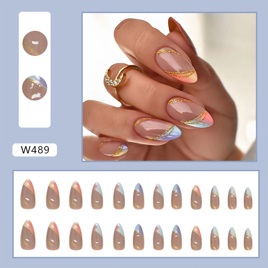24pcs Colorful Gradient Almond Medium Length Fake Nails by Dealightful Finds