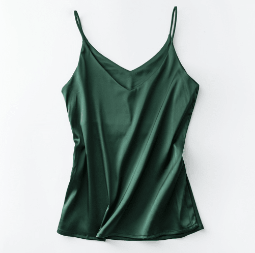 Silk V-Neck Sleeveless Top for Women, Short Length by Dealightful Finds
