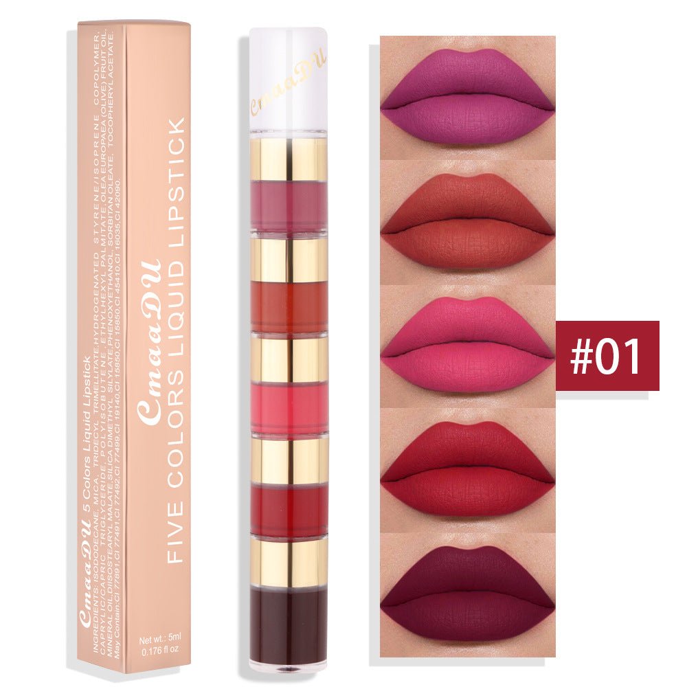 Waterproof 5 Color Matte Lip Gloss with Bamboo Joint by Dealightful Finds