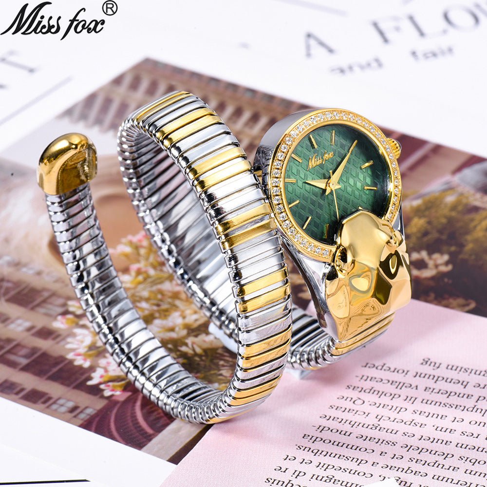 MISSFOX Women’s Fashionable Snake Bracelet Watch by Dealightful Finds