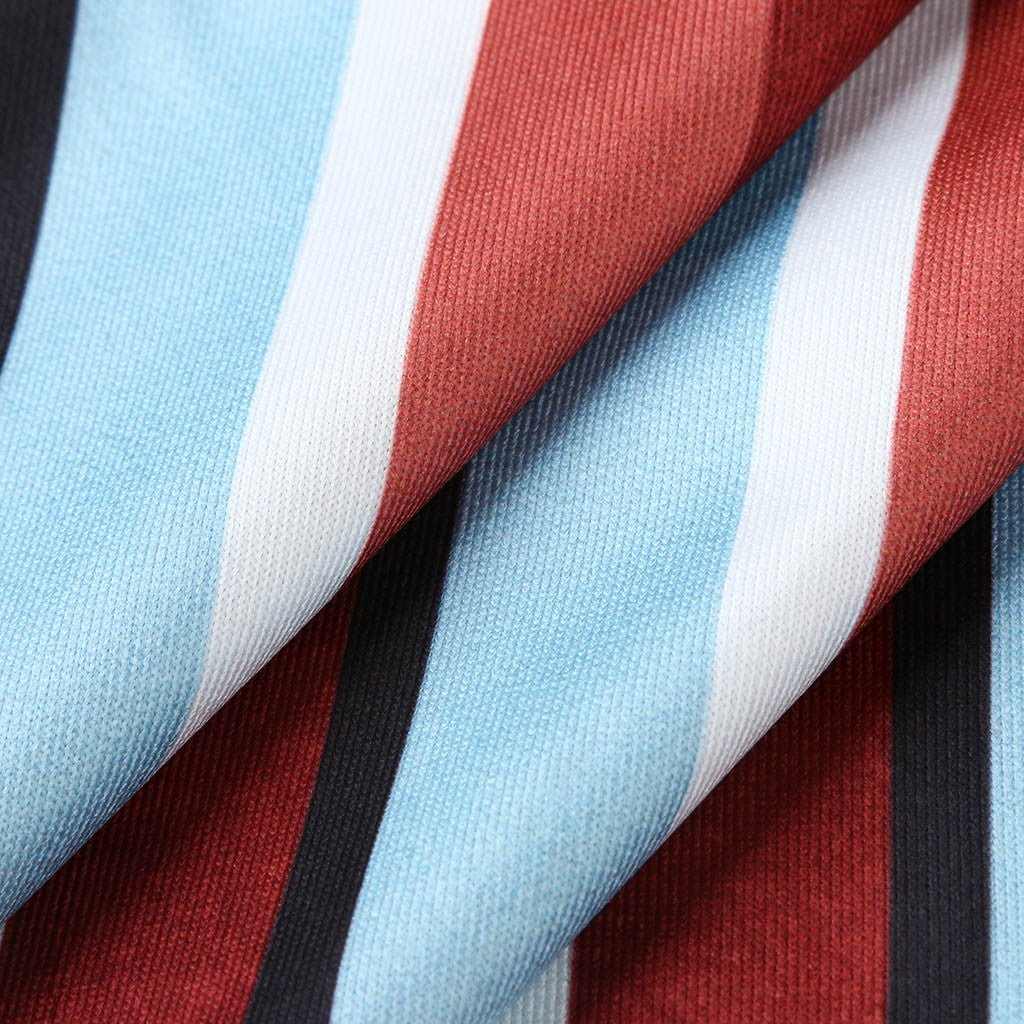 Striped Long Dress with V-Neck and Waist Tie Design by Dealightful Finds