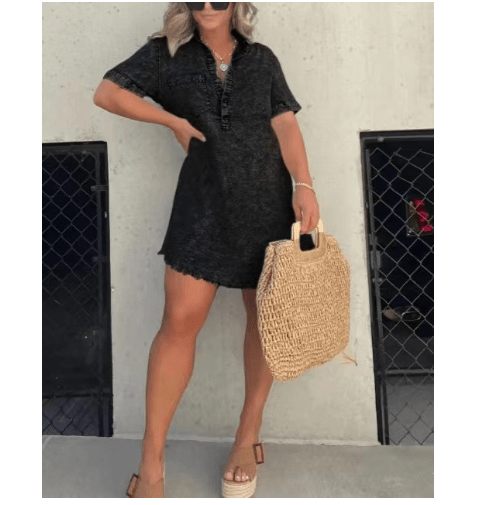 Lady® Long Shirt Dress with Pocket (One Piece) by Dealightful Finds