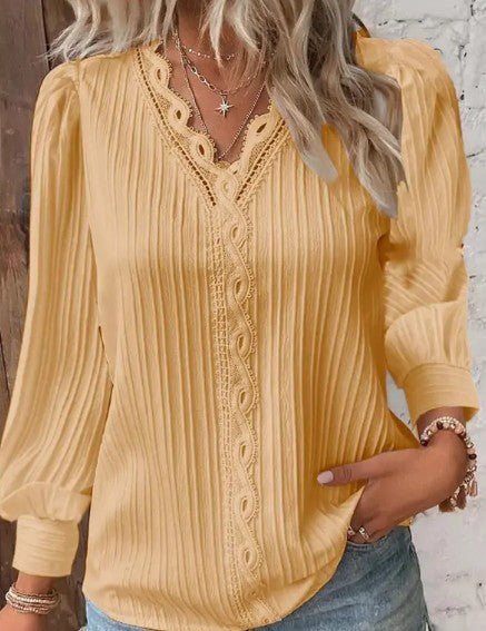 Blouse with Lace Details in Chiffon by Dealightful Finds