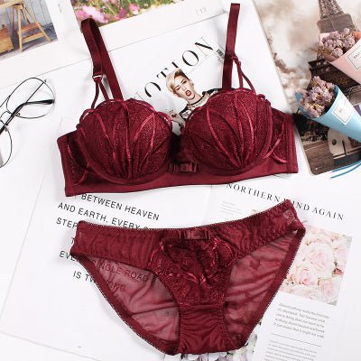 Lace Embroidered Wireless Bra and Lingerie Set by Dealightful Finds