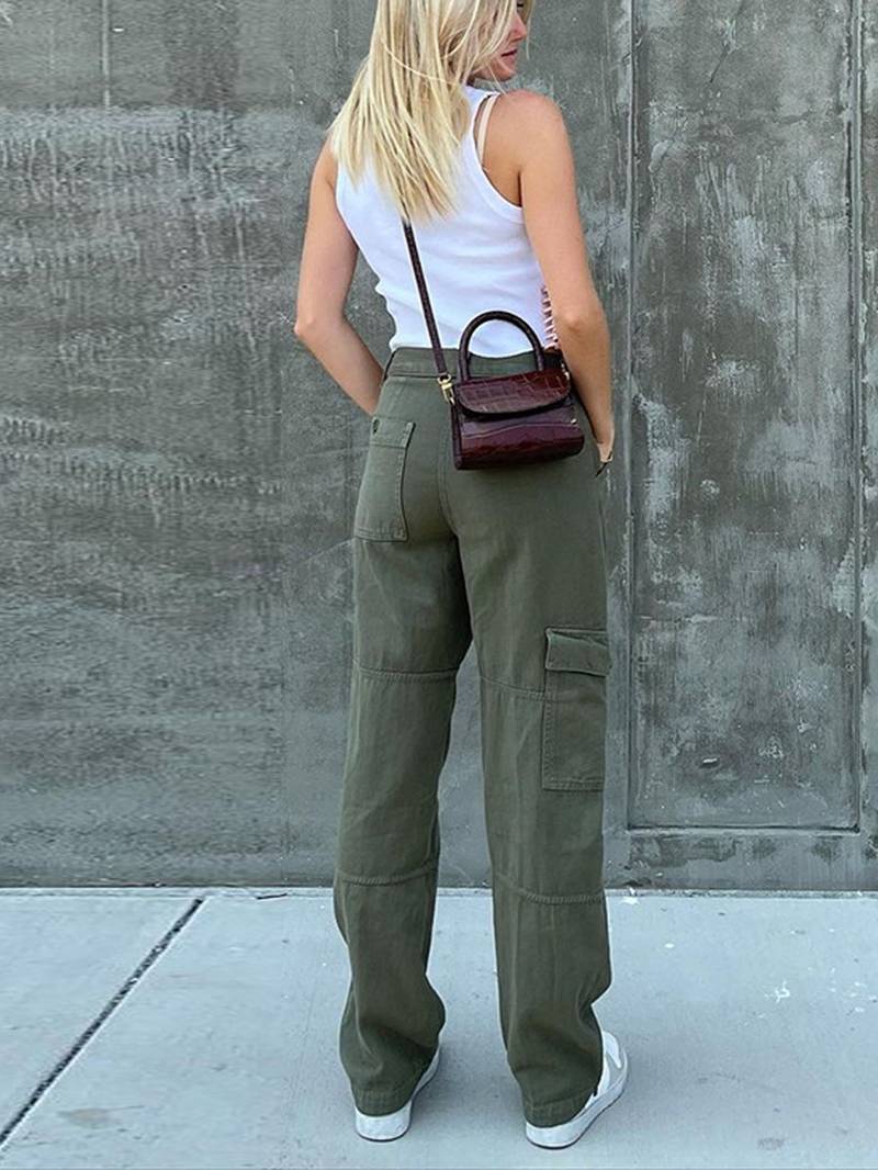 Vintage Wide Leg Cargo Pants for Women - Denim Trousers by Dealightful Finds