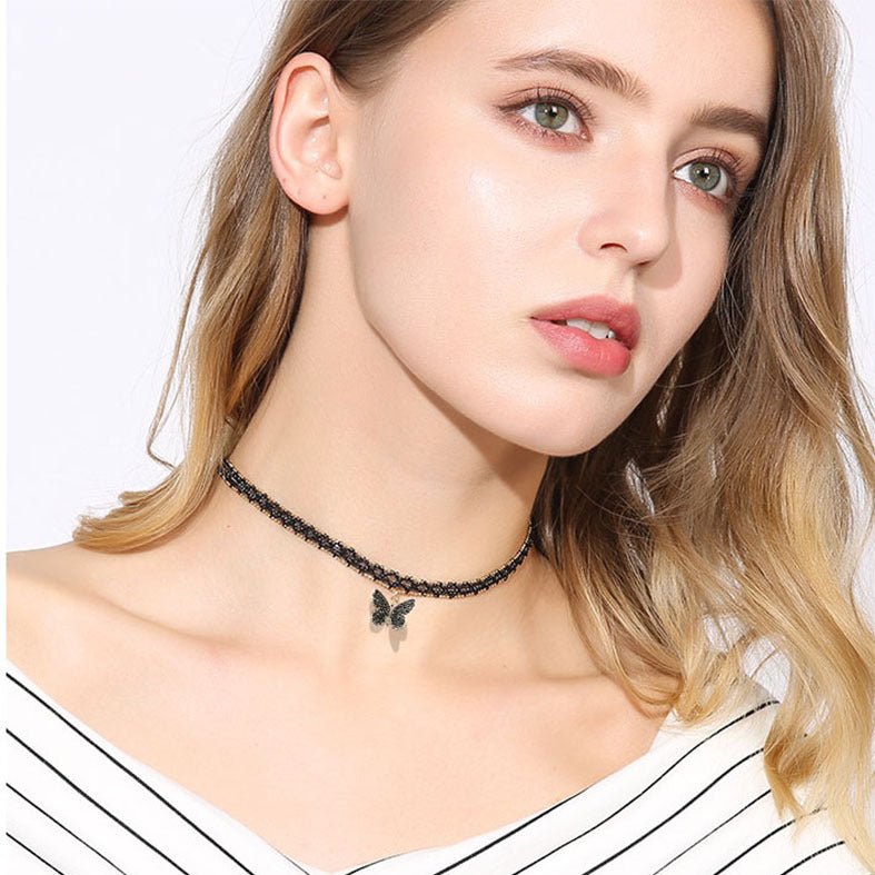 Trendy Butterfly Pendant Choker Necklace for Women by Dealightful Finds