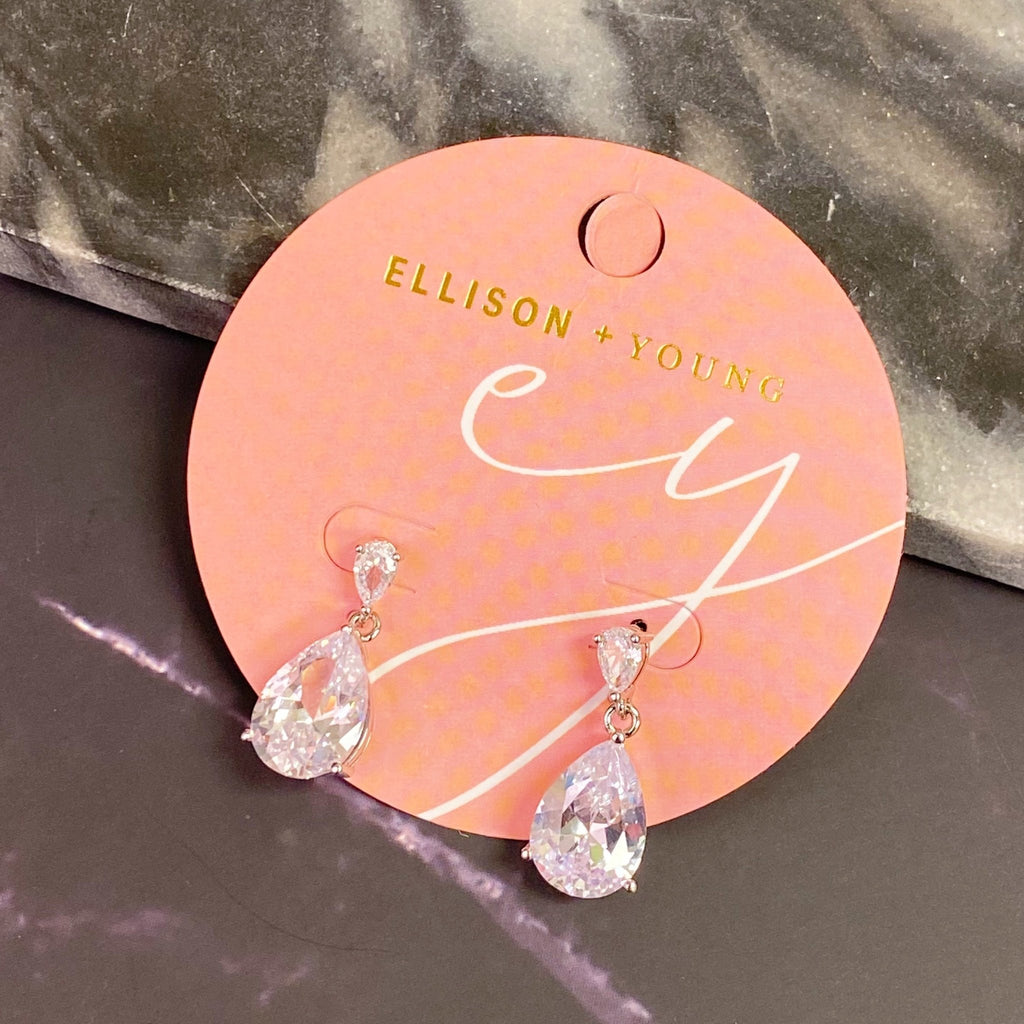 Crystal Clear Teardrop Earrings by Dealightful Finds