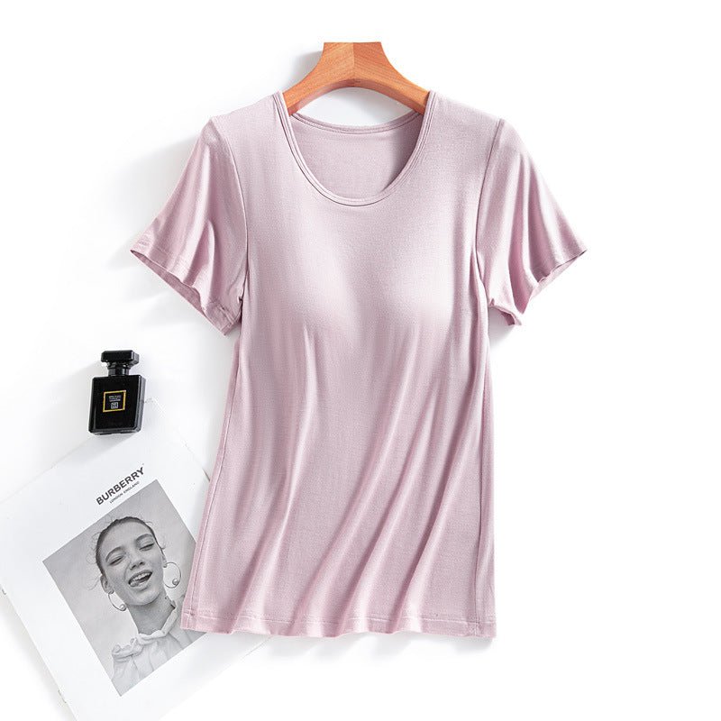 Women's Summer Modal Short Sleeve T-Shirt with Pads by Dealightful Finds