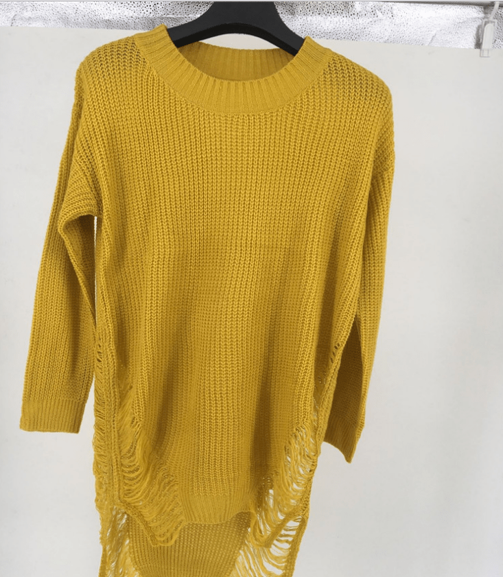 Fringed Knit Sweater in Mid-Length Style by Dealightful Finds