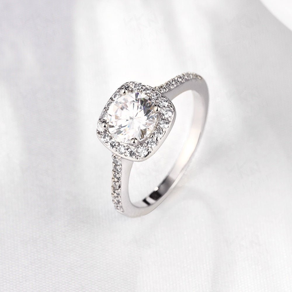 18K Rose Gold Princess Cut Zirconia Engagement Ring by Dealightful Finds