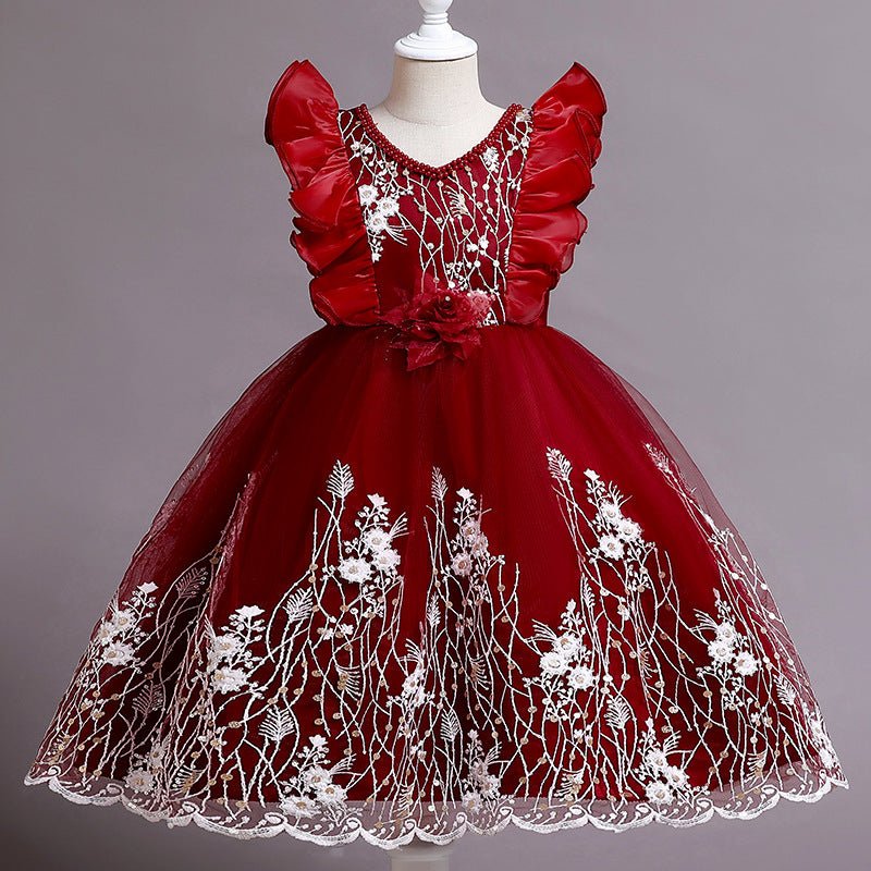 Embroidered Little Flowers Princess Dress for Girls by Dealightful Finds