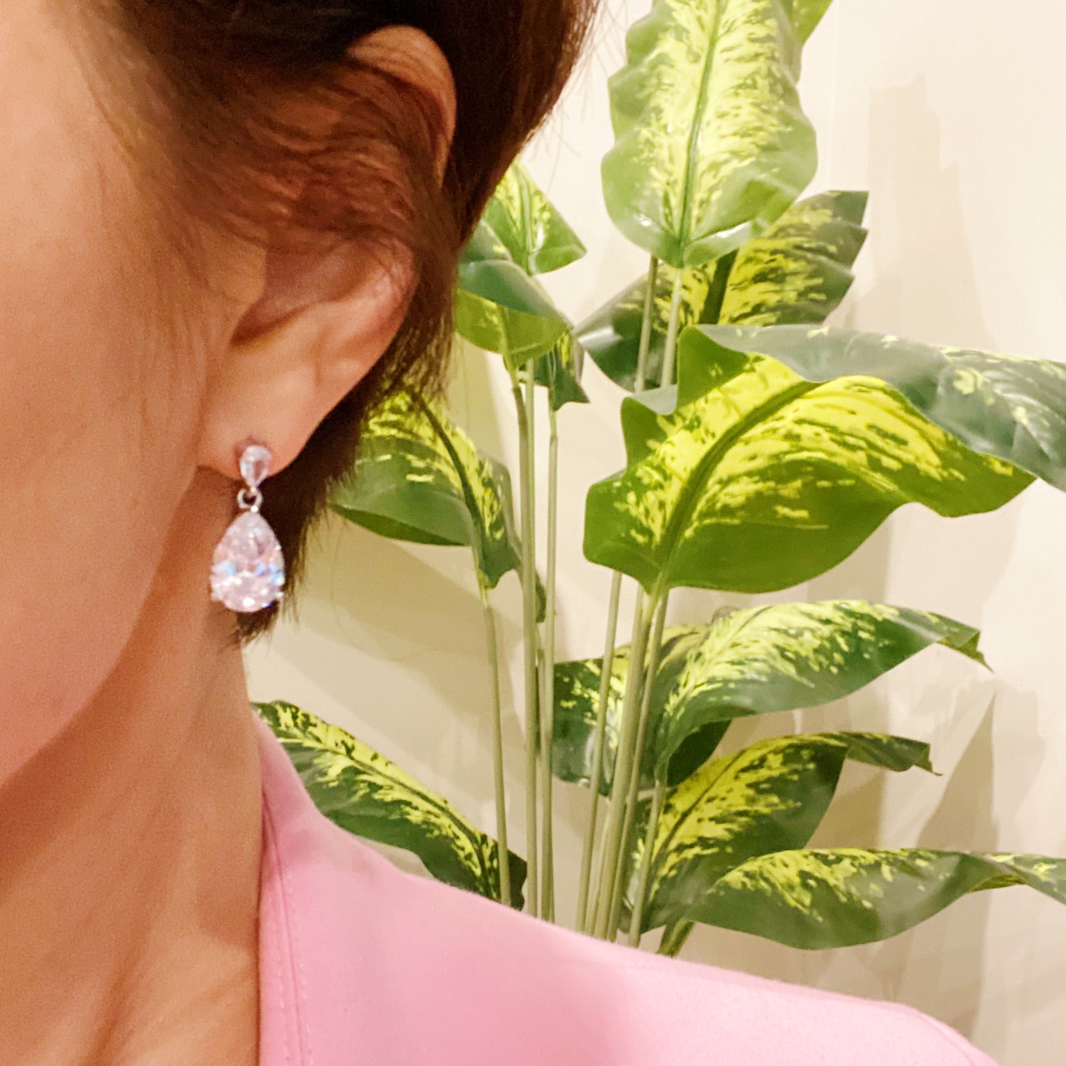Crystal Clear Teardrop Earrings by Dealightful Finds