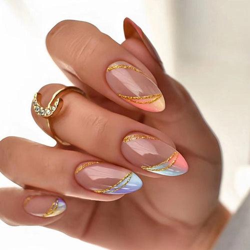 24pcs Colorful Gradient Almond Medium Length Fake Nails by Dealightful Finds