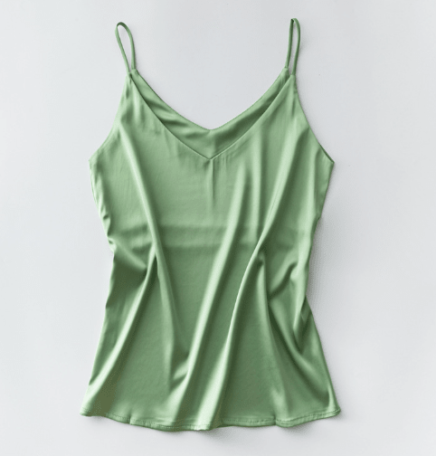 Silk V-Neck Sleeveless Top for Women, Short Length by Dealightful Finds