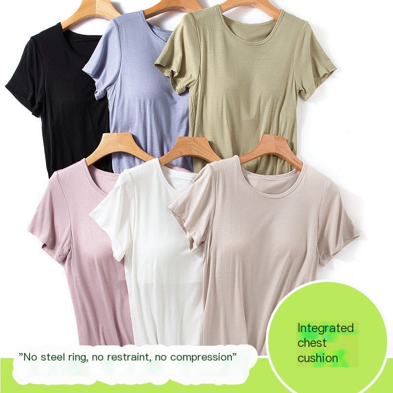 Women's Summer Modal Short Sleeve T-Shirt with Pads by Dealightful Finds