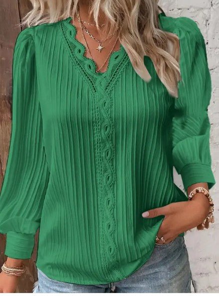 Blouse with Lace Details in Chiffon by Dealightful Finds