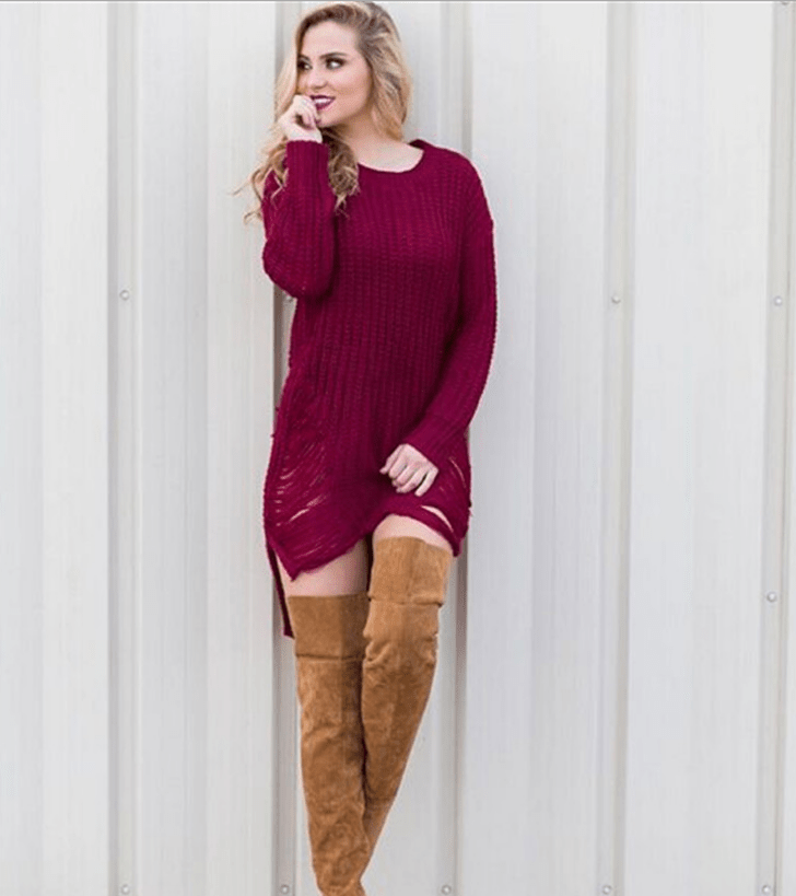 Fringed Knit Sweater in Mid-Length Style by Dealightful Finds