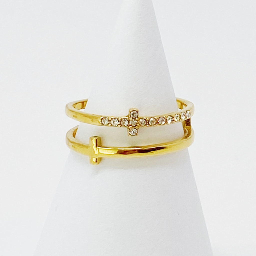 Forever Double Cross Ring by Dealightful Finds