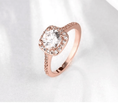 18K Rose Gold Princess Cut Zirconia Engagement Ring by Dealightful Finds