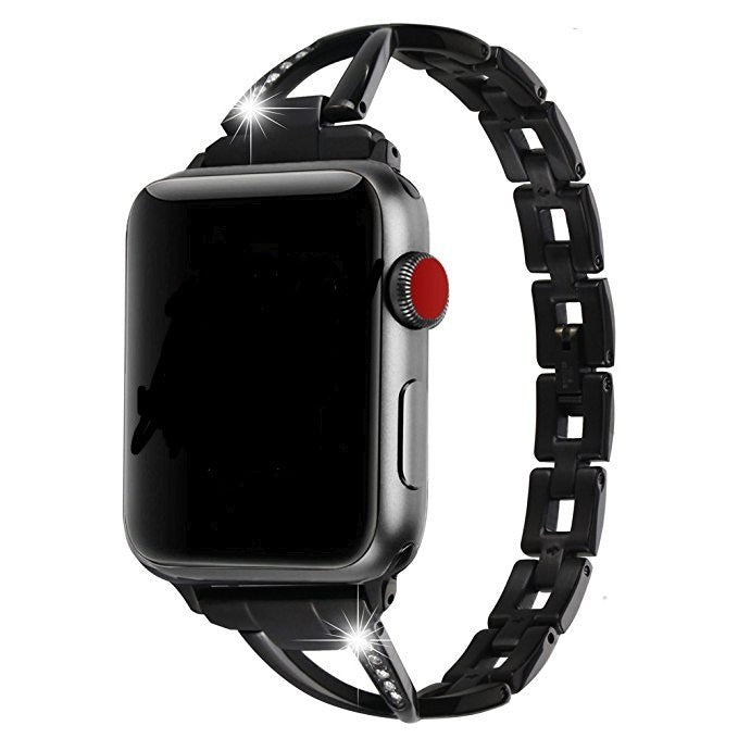 Apple Watch Band X-Type Stainless Steel with Diamonds by Dealightful Finds