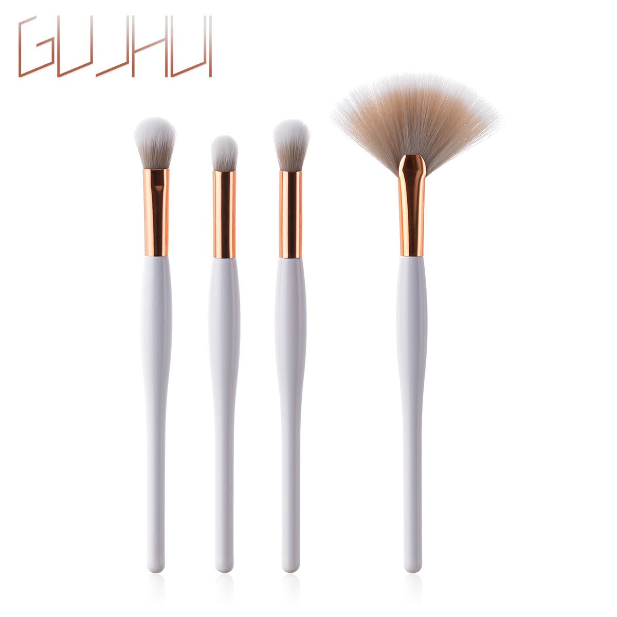 8-Piece Makeup Brush Set with Black Handle and Silver Tubes by Dealightful Finds
