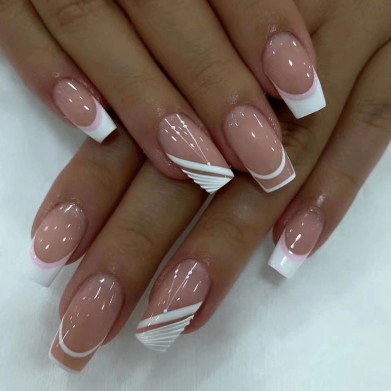 Simple Nude Color Mid-length Square Fake Nails by Dealightful Finds