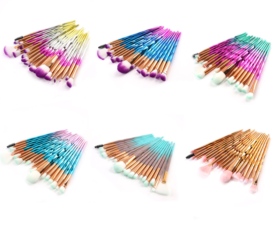20-Piece Eye Brush Set with Colorful Diamond Handles by Dealightful Finds