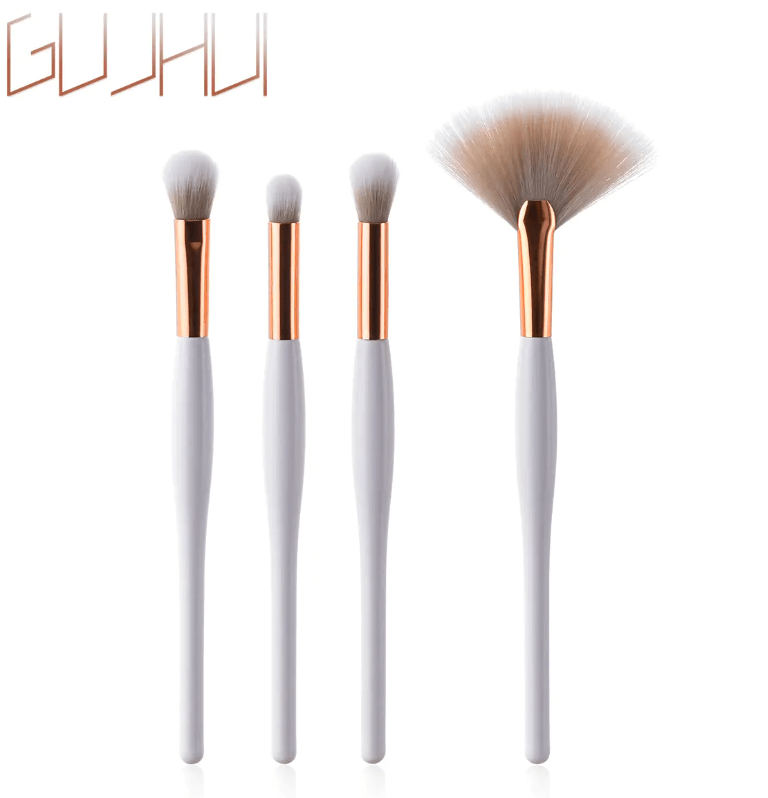 8-Piece Makeup Brush Set with Black Handle and Silver Tubes by Dealightful Finds