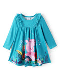 Peppa Pig Toddler Girls Dress Long Sleeves Figure Print Cute Casual Fall Clothes Outfits Green for Birthday Party Little Girls Size 5-6T by Dealightful Finds