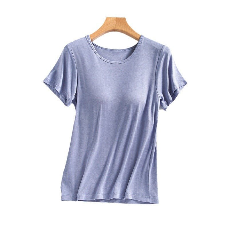Women's Summer Modal Short Sleeve T-Shirt with Pads by Dealightful Finds