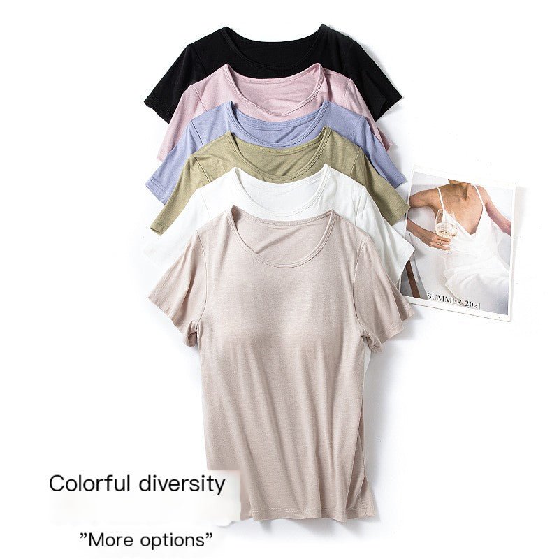 Women's Summer Modal Short Sleeve T-Shirt with Pads by Dealightful Finds