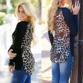 Leopard Print Chiffon Long Sleeve Pocket T-Shirt by Dealightful Finds