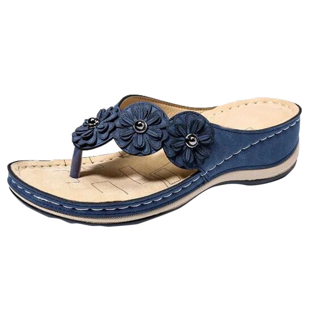 Retro Floral Round Toe Casual Women's Sandals by Dealightful Finds
