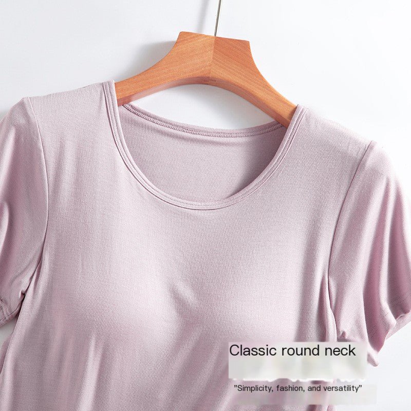 Women's Summer Modal Short Sleeve T-Shirt with Pads by Dealightful Finds