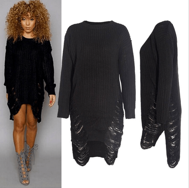 Fringed Knit Sweater in Mid-Length Style by Dealightful Finds