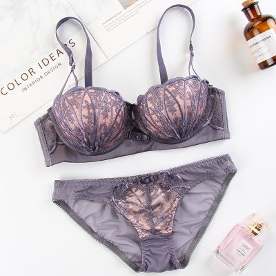 Lace Embroidered Wireless Bra and Lingerie Set by Dealightful Finds
